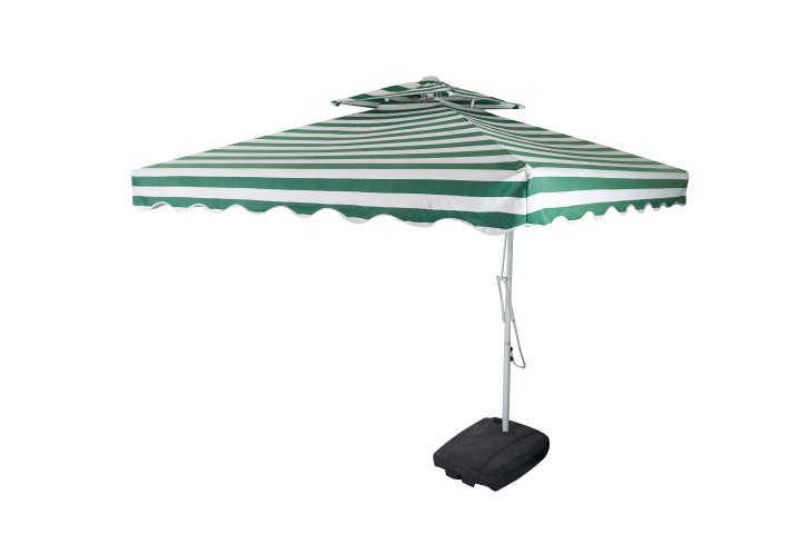 Garden Umbrella 7ft Arm Square Green & White